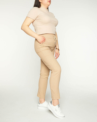 Bequeme beige Damenhose PLUS SIZE - Bekleidung