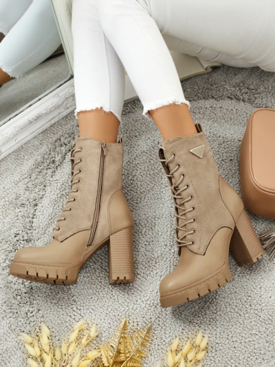 Damen Stiefeletten Öko-Wildleder mit Blockabsatz Event Bramble