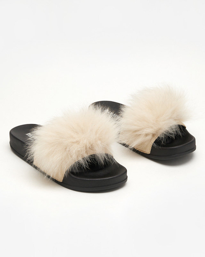 Шльопанці з хутром бежевого кольору Nate