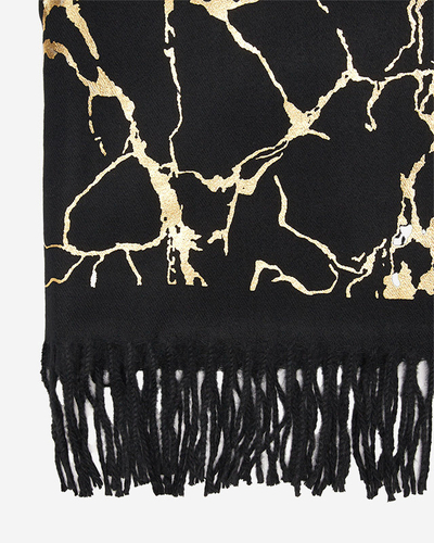 Чорний шарф із золотим принтом