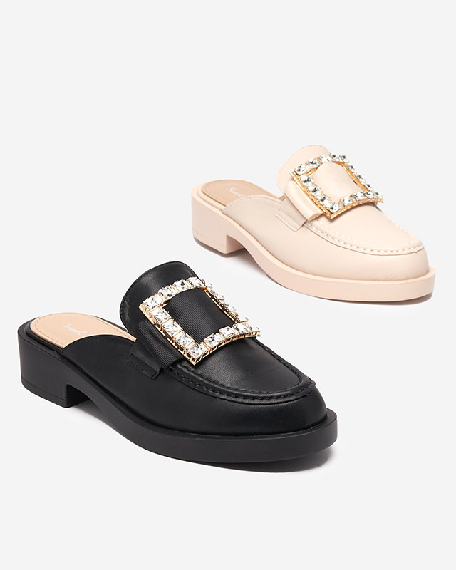 Beige Hausschuhe für Damen a'la Loafer Delaqi - Schuhe