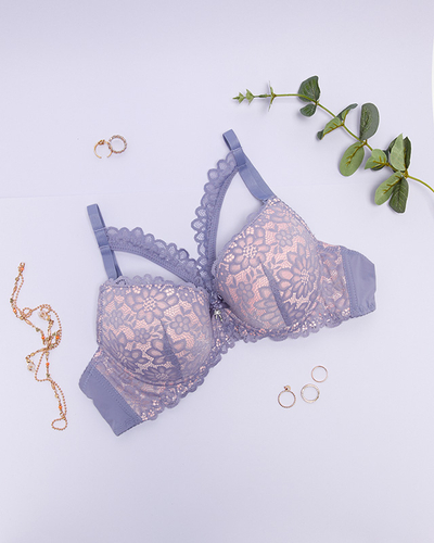 Push-up-BH mit Riemchen und Spitze für Damen in Violett - Unterwäsche