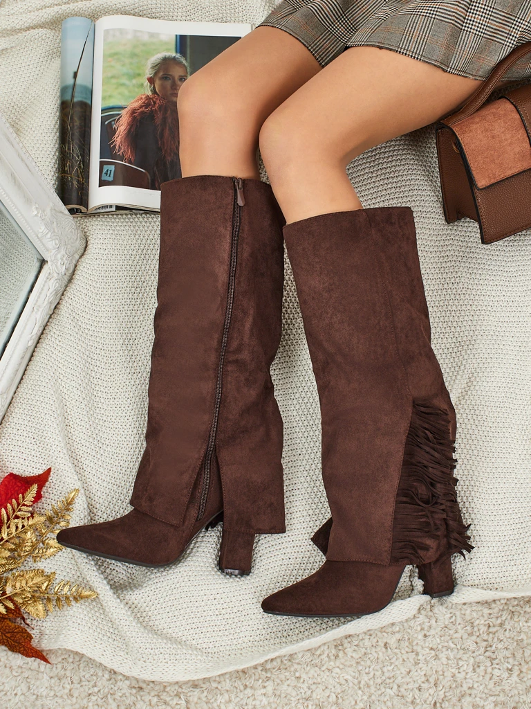 Damenstiefel aus Öko-Wildleder mit Schaft Rimolea