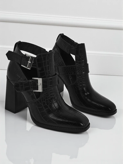 Geprägte Damen Stiefeletten mit Blockabsatz Burnt Halo