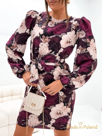 Kurzes Damenkleid mit Blumenmuster