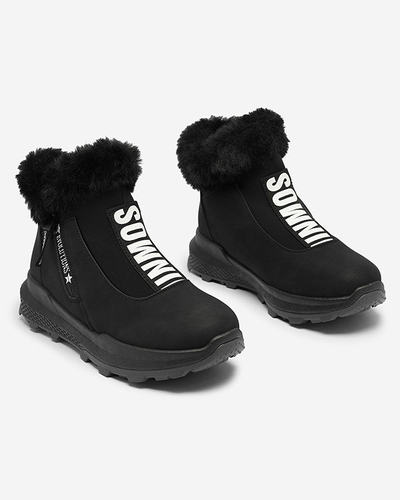 OUTLET Schwarze isolierte Damenstiefel mit Fell Scherr- Footwear