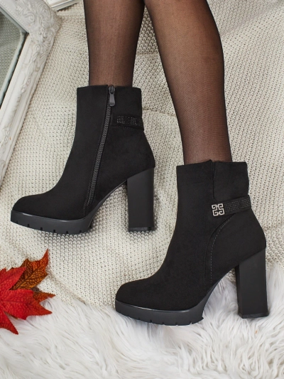 Damen Stiefeletten Öko-Wildleder mit Blockabsatz Zavrina