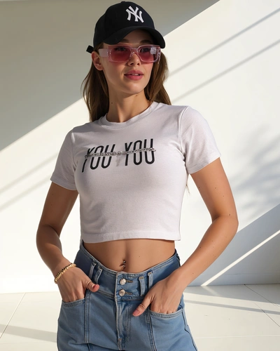 Royalfashion Damen Baumwoll Crop Top mit der Aufschrift