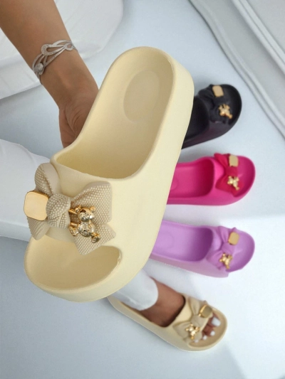 Royalfashion Damen-Gummizehentrenner mit dekorativer Schleife Alday