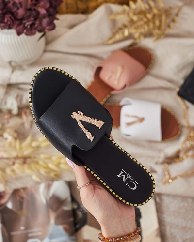 Royalfashion Damen Öko-Leder-Flip-Flops Cemenna