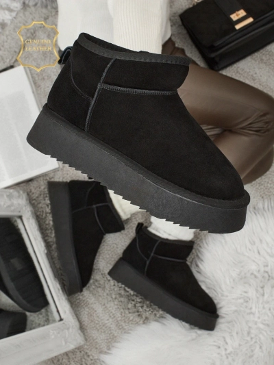 Kurze Damenstiefel im Schneestiefel-Stil aus Naturleder Elunara