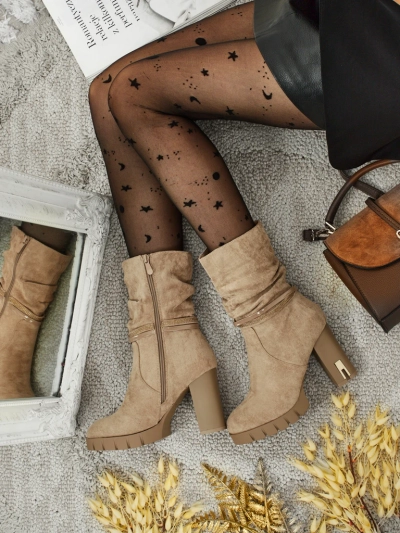 Damen Stiefeletten Öko-Wildleder mit Blockabsatz BrambleDusk