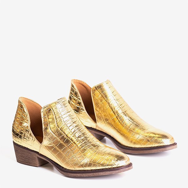 Goldene Schlangenlederschuhe mit Schnitten Pixen - Schuhe