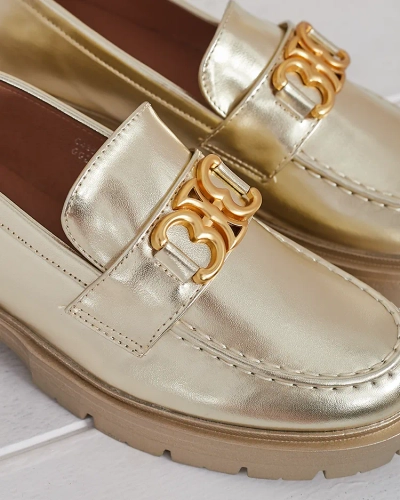 Goldene Chloé Mokassins Eleganter Damenstil