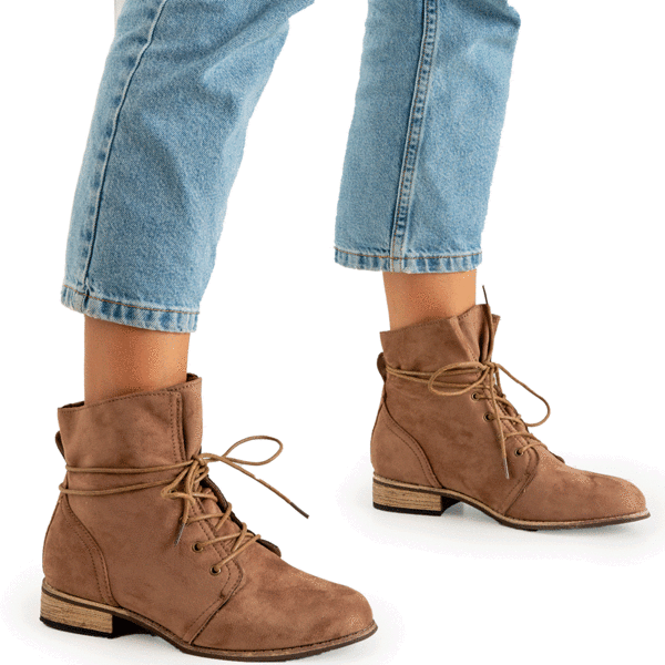 Schnür Boots Cox Winter Boots Braun Braune Öko-Wildlederstiefel