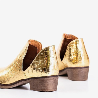 Goldene Schlangenlederschuhe mit Schnitten Pixen - Schuhe