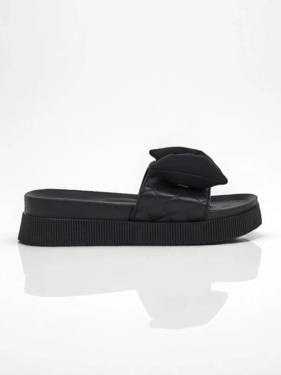 Royalfashion Damen Plateau Pantoletten mit Schleife Mivo Jump