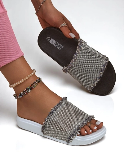 Royalfashion Damen Pantoletten mit flacher Sohle SparkleWalk