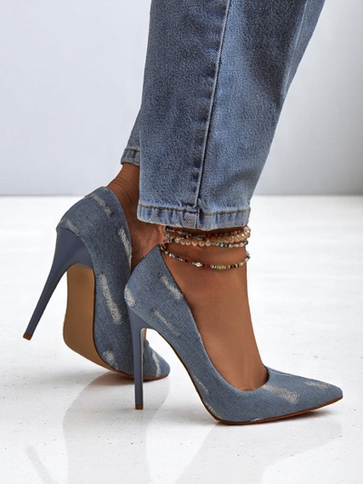 Royalfashion Damen High Heels Pumps Denim Chic
