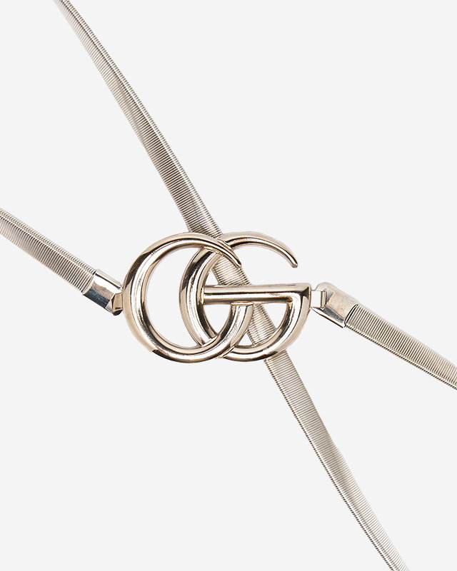 Silberner elastischer Damengürtel mit Clip mit Buchstaben - Accessoires