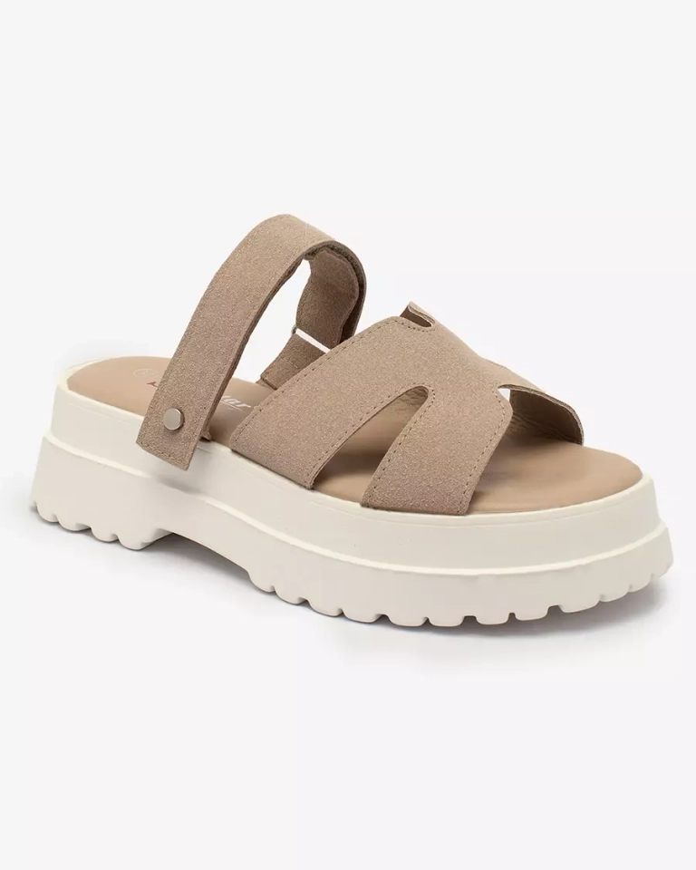 Royalfashion Hellbraune Damensandalen mit dickerer Sohle Qaffsa