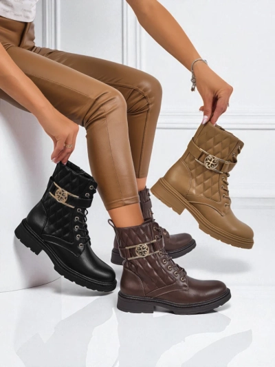 Gesteppte Damen Stiefeletten aus ökologischem Leder Sable Rose
