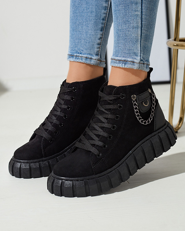 Schwarzer Damen-Schnürstiefel mit Verzierungen Tamti - Schuhe