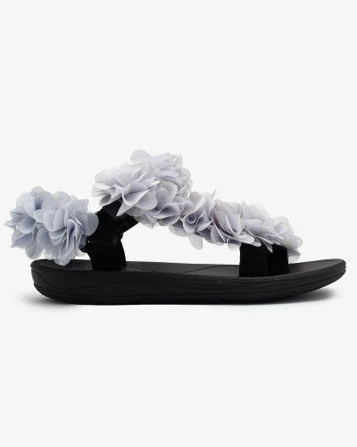 Royalfashion Graue Damensandalen mit Blumen Alferroy