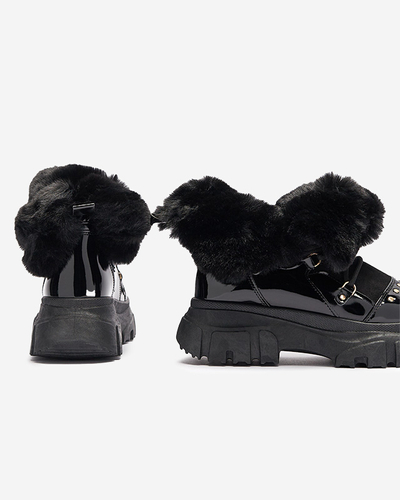 Schwarze Damen-Schneestiefel zum Schnüren Fentes- Footwear