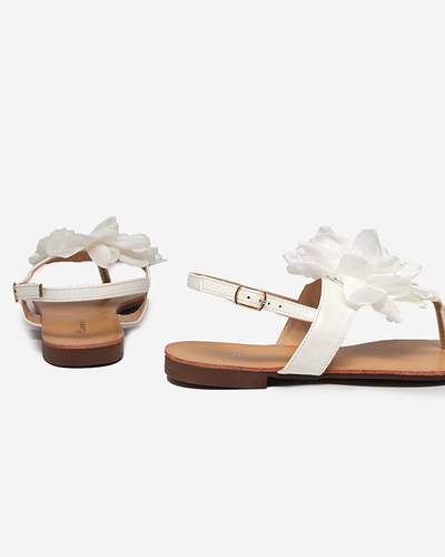 Weiße Damensandalen mit Blume Nerikala - Schuhe