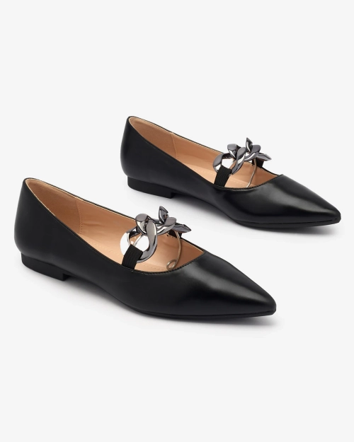 Royalfashion Жіночі балетки з загостреним носом чорного кольору Rahha