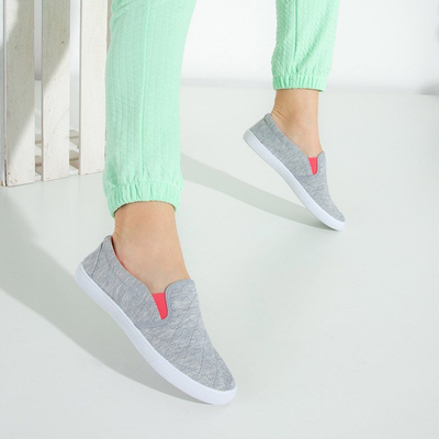 Grauer, gesteppter Damen-Slip mit pinkfarbenen Einsätzen Weridia - Footwear