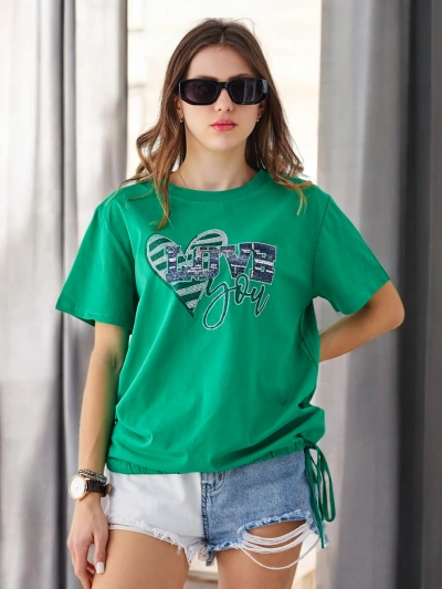 Royalfashion Damen Baumwoll-T-Shirt LOVE mit Strass