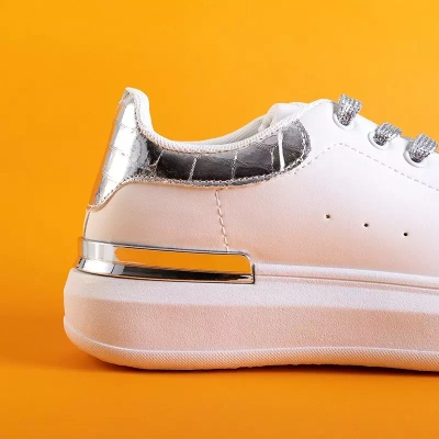 OUTLET Damen-Sportschuhe in Weiß und Silber Pamelia - Kleidung