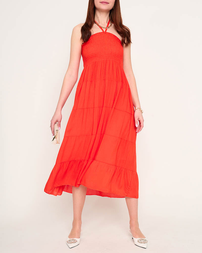 Orangefarbenes Midikleid in PLUS SIZE - Bekleidung