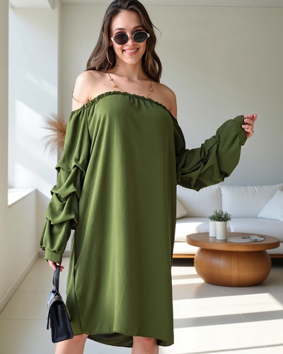 Royalfashion Glattes Damenkleid inspiriert vom spanischen Stil mit Rüschen