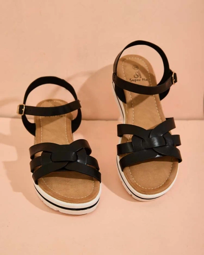 Royalfashion Damen Öko-Leder Plateau-Sandalen Noppis