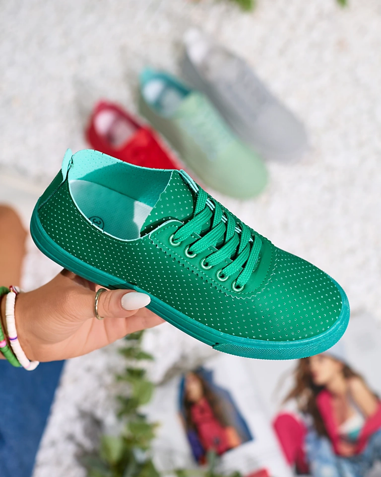 Royalfashion Dunkelgrüne durchbrochene Damen-Tennisschuhe Salomp