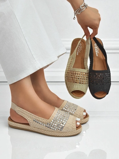 Damen-Espadrille-Sandalen mit Strasssteinen Belle Sparkle