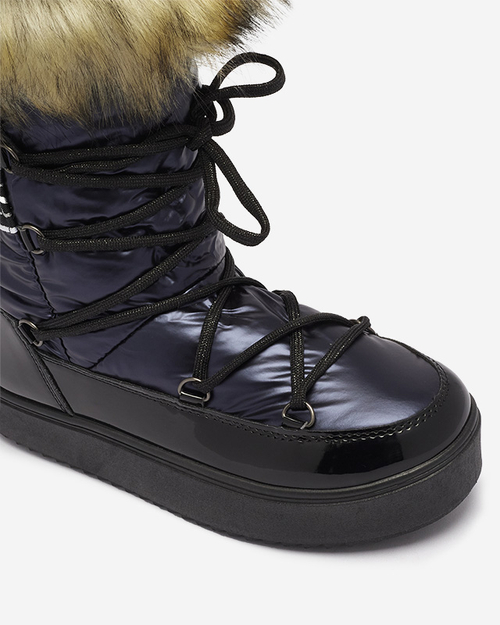 Темно-сині жіночі снігоступи з хутром Lilitsa- Взуття