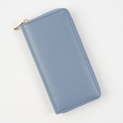 Große blaue Damenbrieftasche aus ökologischem Leder - Accessoires