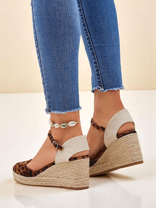 Aurelia Leopard Танкетки Royalfashion жіночі еко шкіра camel