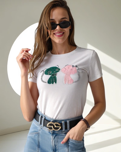 Royalfashion Damen Baumwoll-T-Shirt mit Kätzchen