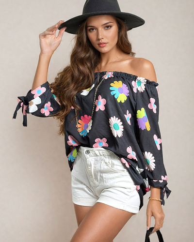 Royalfashion Damenbluse a'la spanische Bluse mit Blumen