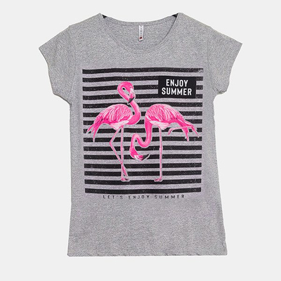 Graues T-Shirt mit kurzen Ärmeln - Kleidung 1