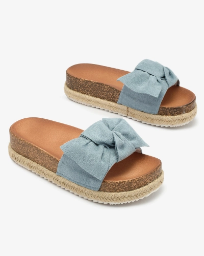 OUTLET Royalfashion Сині жіночі шльопанці з екозамші Umumi