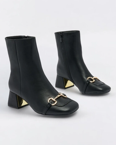 Royalfashion Schwarze Damenstiefel mit niedrigem Schaft Referra