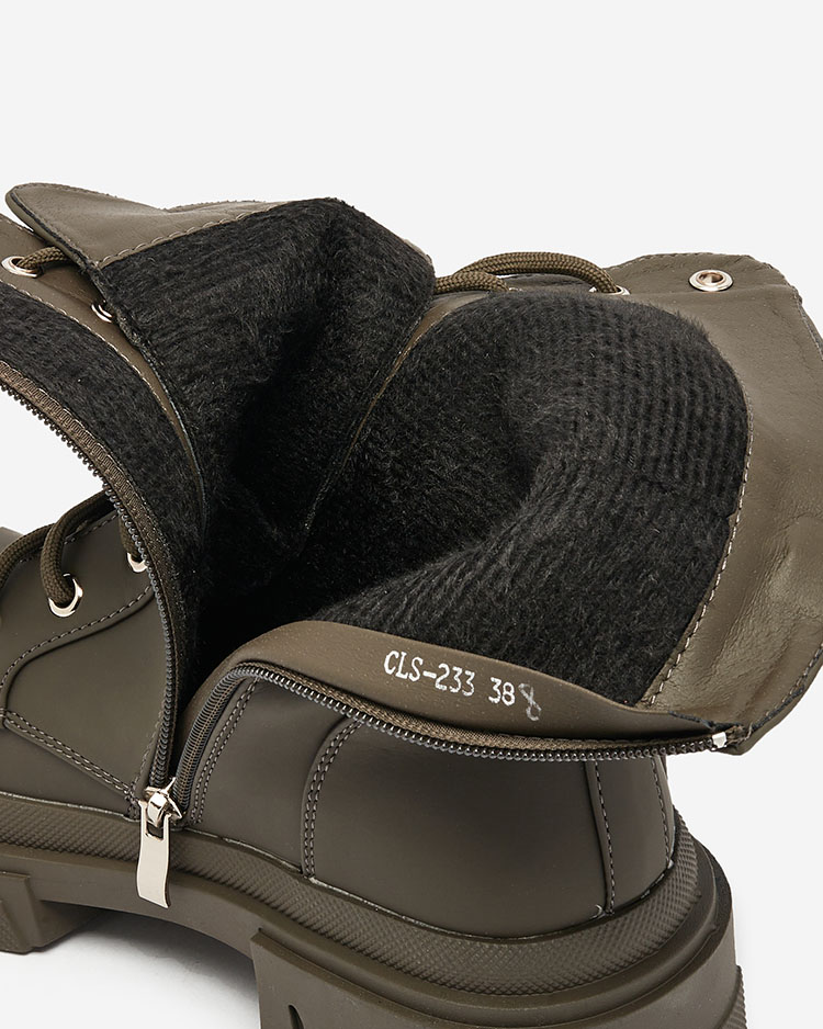 Royalfashion Damen Schnürstiefel in khaki Farbe Cefitity