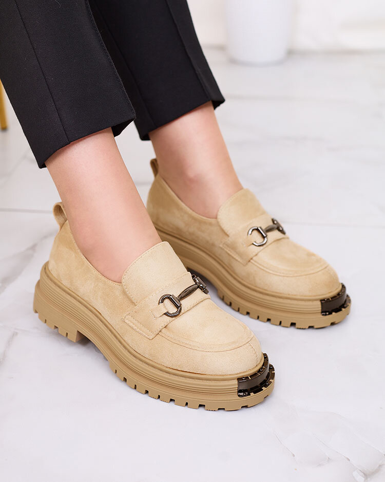 Royalfashion Damen Mokassins aus Öko-Wildleder in Beige Metaqom