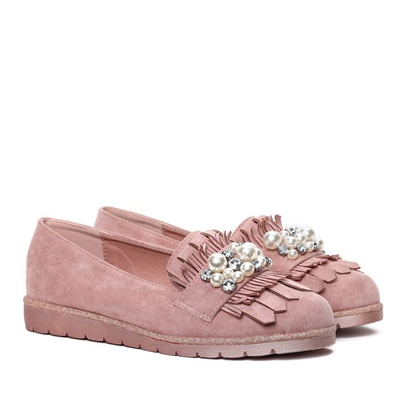 Różowe mokasyny z frędzlami Nancy- Obuwie